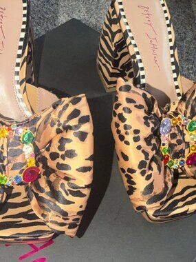 Betsey Johnson Possie Leopard Multi Platform Sandals